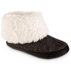 NWT isotoner Heather Knit MariSo I Slipper Boots Faux Fur Size M